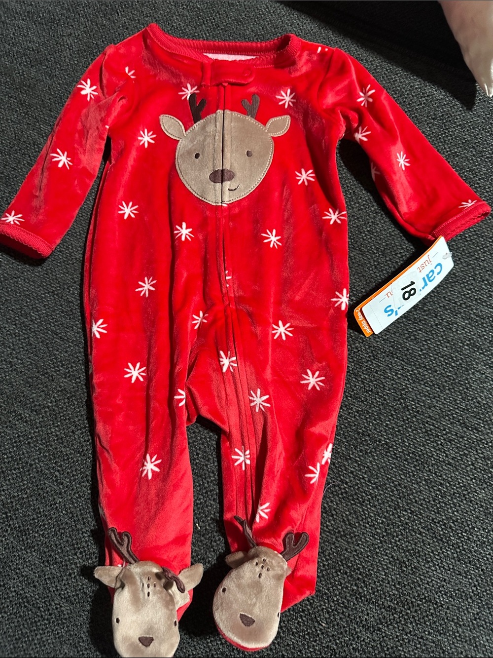 Carter's Red Reindeer Footed Baby One-Piece